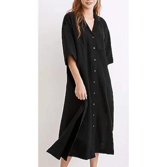 Madewell Dresses & Skirts - Madewell Lightestspun Cover-Up Maxi Shirtdress Relaxed Fit True Black NWT M